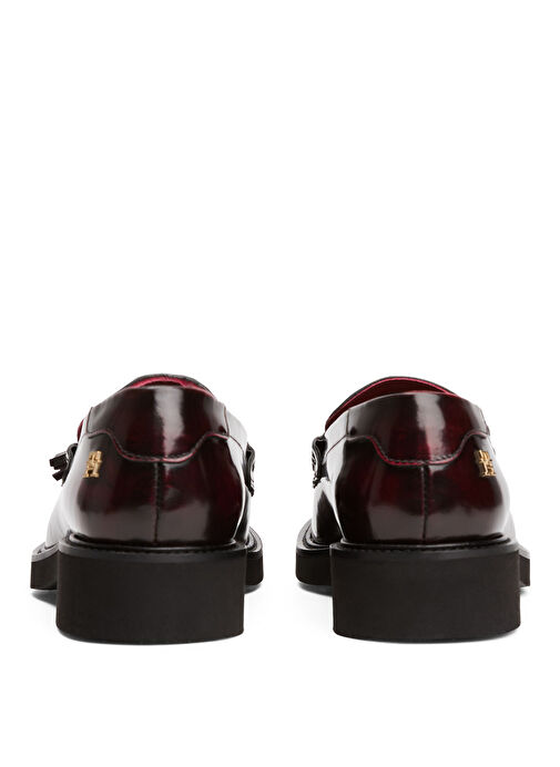 Tommy Hilfiger Bordo Kadın Deri Loafer FW0FW08749 - Görsel 5