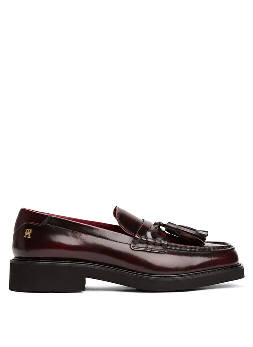 Tommy Hilfiger Bordo Kadın Deri Loafer FW0FW08749 - Görsel 2