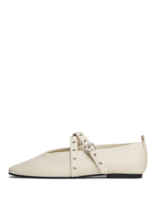 Tommy Hilfiger Ekru Kadın Deri Babet EN0EN02868 - Görsel 4