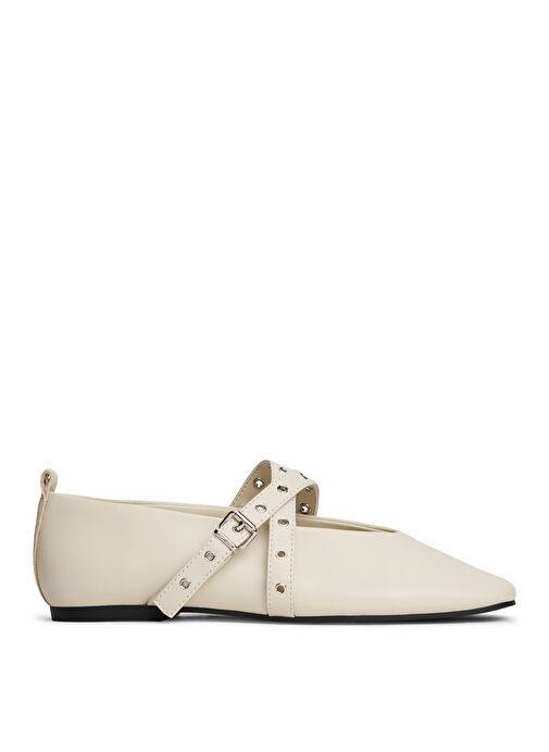 Tommy Hilfiger Ekru Kadın Deri Babet EN0EN02868 - Görsel 2