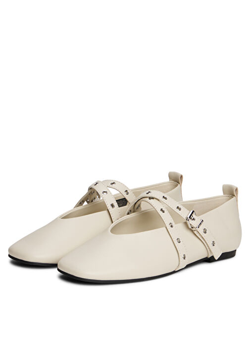 Tommy Hilfiger Ekru Kadın Deri Babet EN0EN02868 - Görsel 3