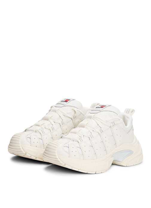 Tommy Hilfiger Ekru Kadın Deri Sneaker EN0EN02865 - Görsel 3