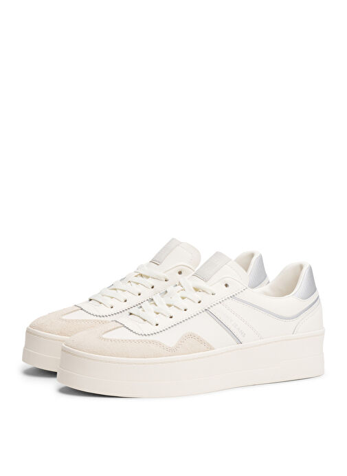 Tommy Hilfiger Krem - Gümüş Kadın Sneaker EN0EN02807 - Görsel 4