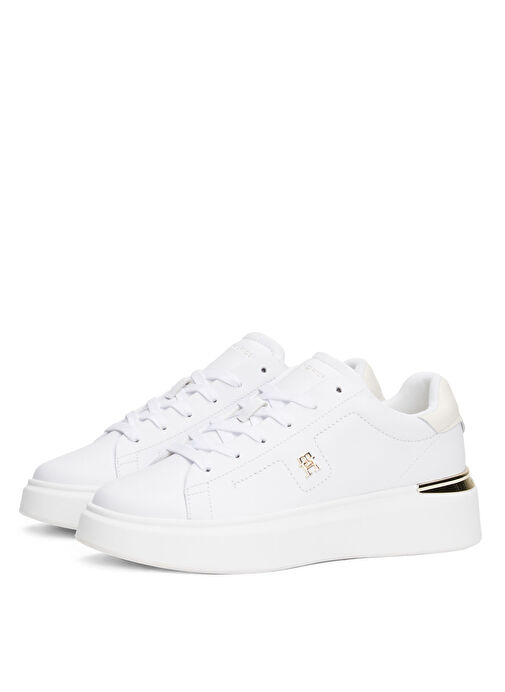 Tommy Hilfiger Beyaz Kadın Deri Sneaker FW0FW08631 - Görsel 4