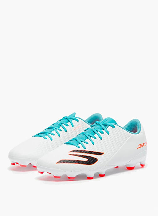 Skechers 252132 WTQP SKECHERS CLUB MG Beyaz - Turkuaz - Pembe Erkek Futbol Ayakkabısı - Görsel 5