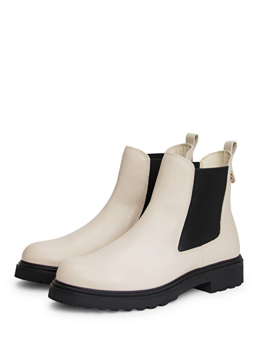 Tommy Hilfiger Bej Kadın Deri Bot FW0FW08766ACI - Görsel 4