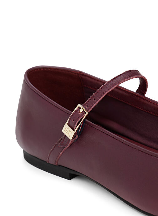 Tommy Hilfiger Bordo Kadın Deri Babet FW0FW09152H04 - Görsel 5