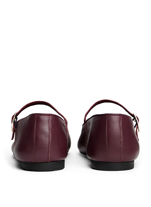 Tommy Hilfiger Bordo Kadın Deri Babet FW0FW09152H04 - Görsel 6