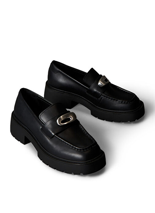 Calvin Klein Siyah Kadın Deri Loafer YW0YW01912BEH - Görsel 4
