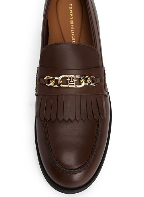Tommy Hilfiger Kahverengi Kadın Deri Loafer FW0FW08971GV0 - Görsel 5