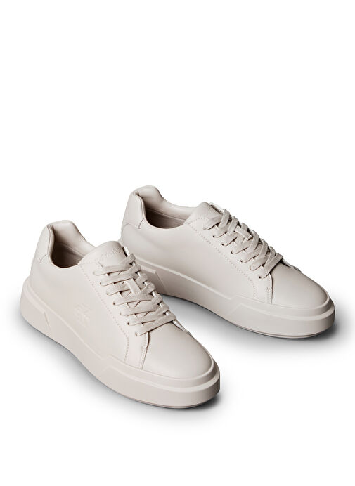 Calvin Klein Ekru Kadın Deri Sneaker YW0YW01947PA8 - Görsel 3