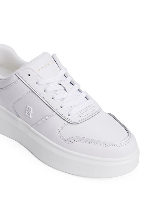 Tommy Hilfiger Beyaz Kadın Deri Sneaker FW0FW08819YBR - Görsel 6