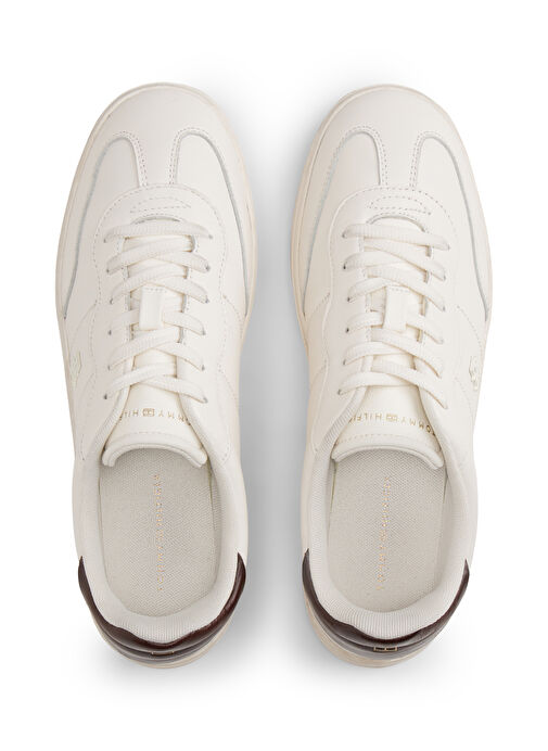 Tommy Hilfiger Bej Kadın Deri Sneaker FW0FW08823YBH - Görsel 4