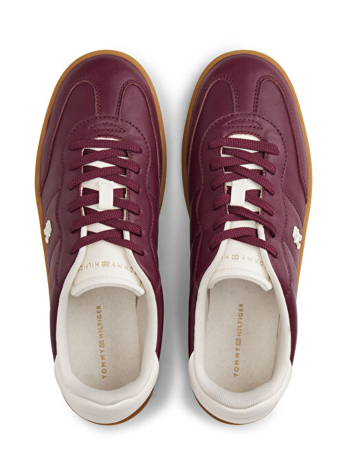 Tommy Hilfiger Bordo Kadın Deri Sneaker FW0FW08823H04 - Görsel 4