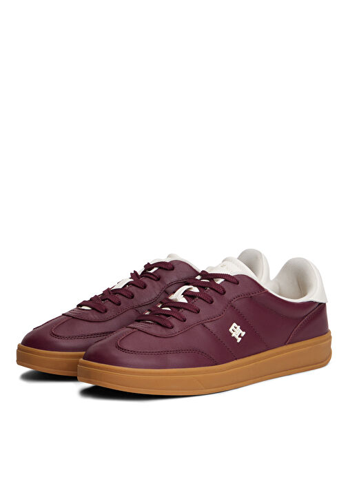 Tommy Hilfiger Bordo Kadın Deri Sneaker FW0FW08823H04 - Görsel 3