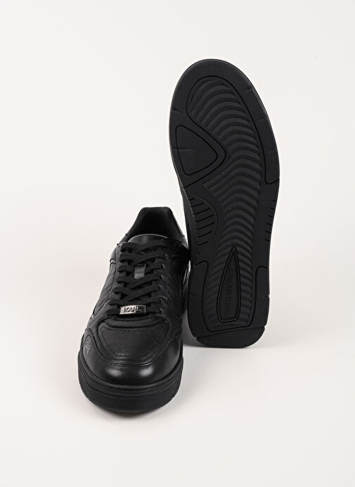 Karl Lagerfeld Siyah Erkek Deri Sneaker KOURTNEY Mongram Emboss - Görsel 6