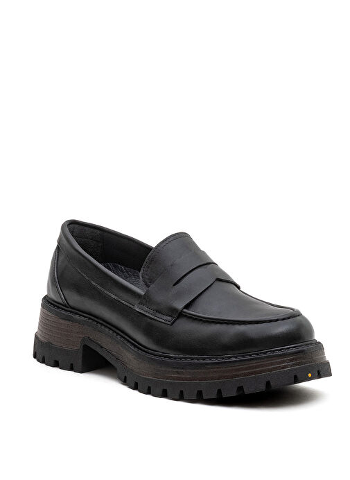 Bulldozer Siyah Kadın Deri Loafer BUL-260862 - Görsel 3