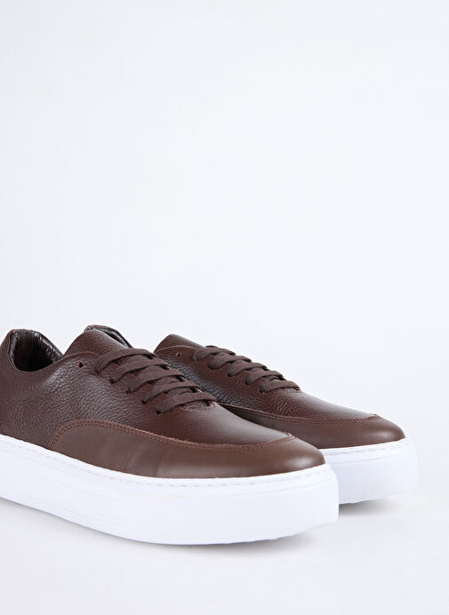 F By Fabrika Kahverengi Erkek Deri Sneaker TAMA - Görsel 6