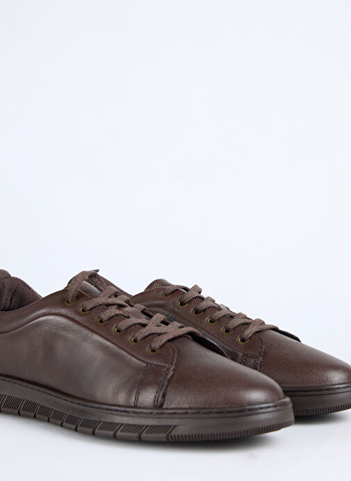 F By Fabrika Kahverengi Erkek Deri Sneaker TAIN - Görsel 6