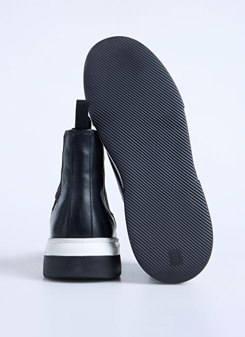 F By Fabrika Siyah Erkek Deri Bot LADEN - Görsel 5