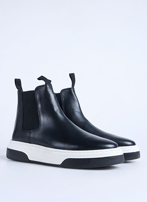 F By Fabrika Siyah Erkek Deri Bot LADEN - Görsel 3