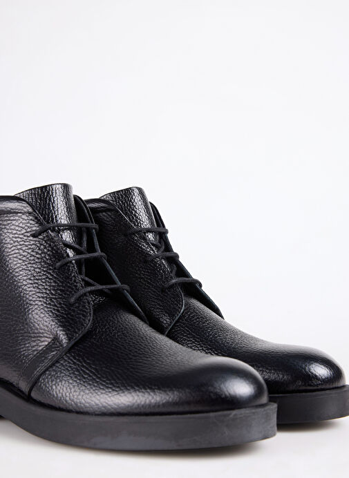F By Fabrika Siyah Erkek Deri Bot LASHA - Görsel 6