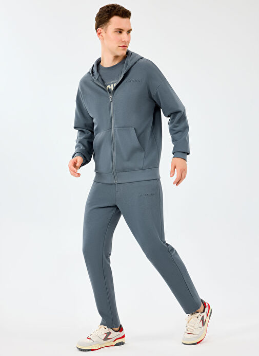 Skechers S2610014-3998 M Essential Full Zip Gri Kapüşonlu Regular