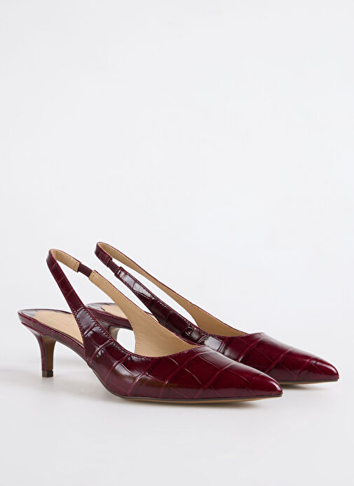 Lauren Ralph Lauren Bordo Kadın Deri Topuklu Ayakkabı 802980117003 - Görsel 3