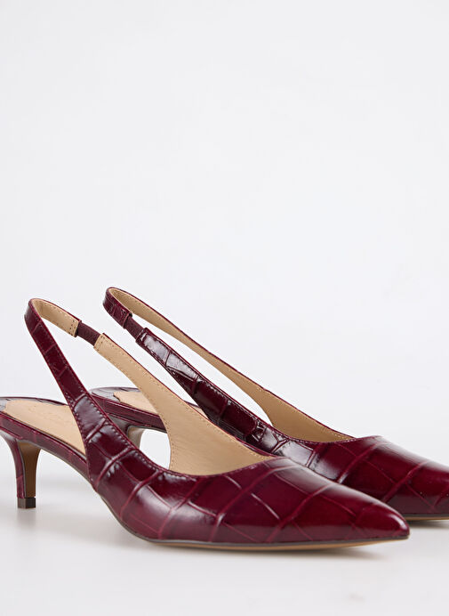 Lauren Ralph Lauren Bordo Kadın Deri Topuklu Ayakkabı 802980117003 - Görsel 6