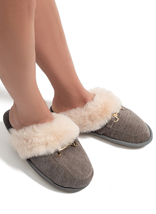 Twigy Gri Kadın Ev Terliği GG0140 - Görsel 4