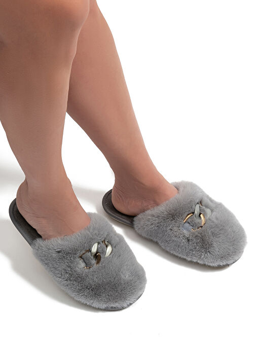 Twigy Gri Kadın Ev Terliği GG0150 - Görsel 4