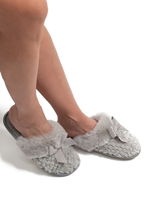 Twigy Gri Kadın Ev Terliği GG0162 - Görsel 4