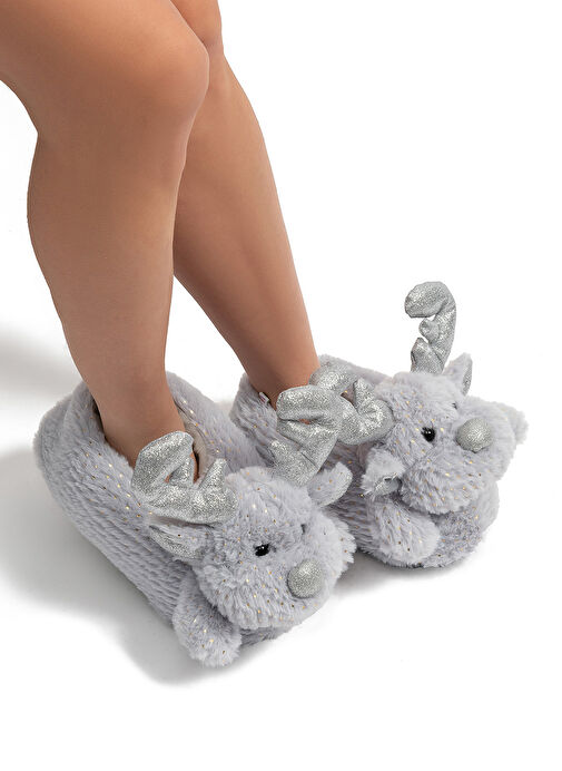 Twigy Gri Kadın Panduf AA0646B - Görsel 4