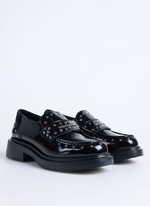 KARL LAGERFELD Siyah Kadın Deri Düz Ayakkabı KL41213S00S - Görsel 3