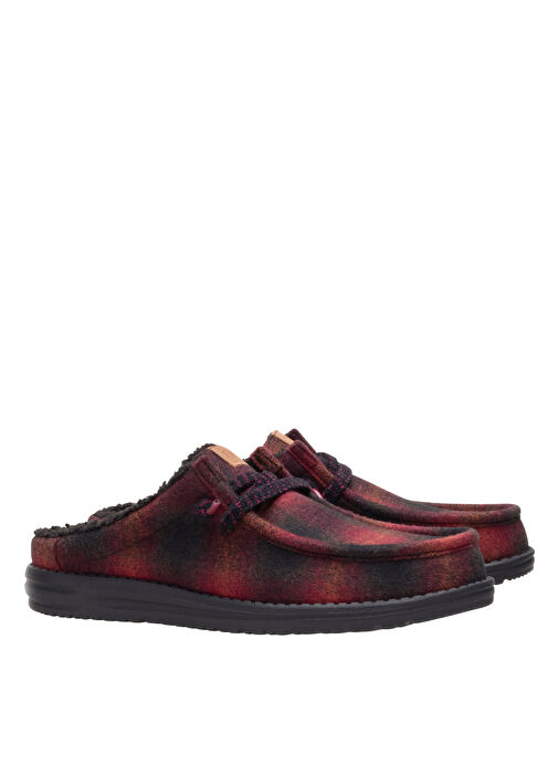 Hey Dude Kırmızı Erkek Günlük Ayakkabı Wally Slip Cozy Plaid - Görsel 3
