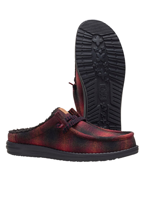 Hey Dude Kırmızı Erkek Günlük Ayakkabı Wally Slip Cozy Plaid - Görsel 5