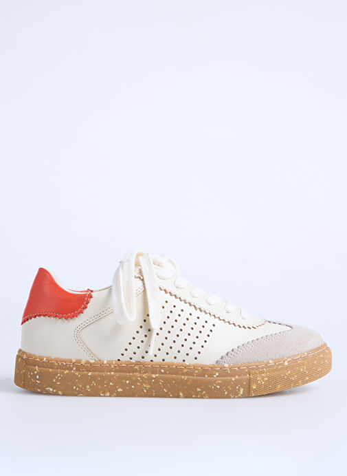 F By Fabrika Ekru Kadın Deri Sneaker NENU - Görsel 2