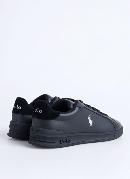 Polo Ralph Lauren Siyah Erkek Deri Günlük Ayakkabı HRT CRT II-SNEAKERS-LOW TOP LACE - Görsel 4