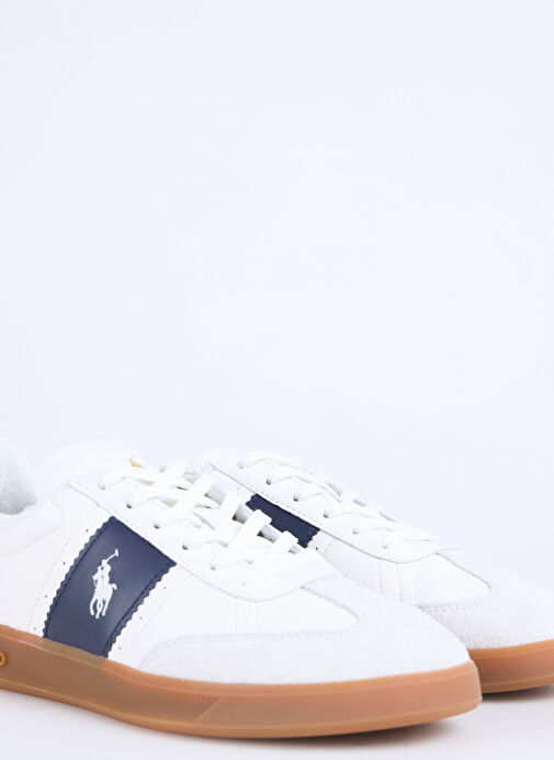 Polo Ralph Lauren Kırık Beyaz - Lacivert Erkek Deri Günlük Ayakkabı HRT AERA PP-SNEAKERS-LOW TOP LACE - Görsel 6