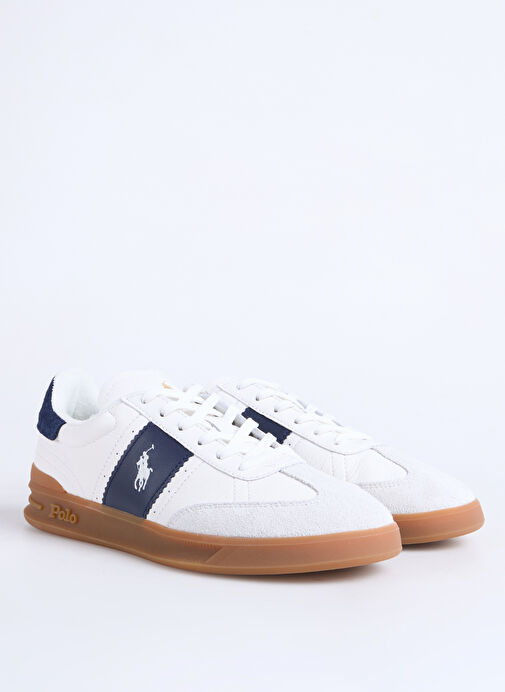 Polo Ralph Lauren Kırık Beyaz - Lacivert Erkek Deri Günlük Ayakkabı HRT AERA PP-SNEAKERS-LOW TOP LACE - Görsel 3