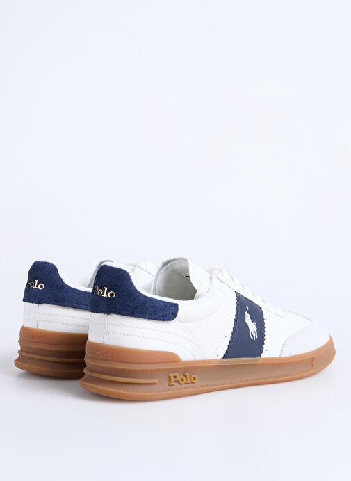 Polo Ralph Lauren Kırık Beyaz - Lacivert Erkek Deri Günlük Ayakkabı HRT AERA PP-SNEAKERS-LOW TOP LACE - Görsel 4