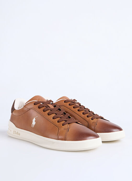 Polo Ralph Lauren Kahverengi Erkek Deri Günlük Ayakkabı HRT CRT II-SNEAKERS-LOW TOP LACE - Görsel 3