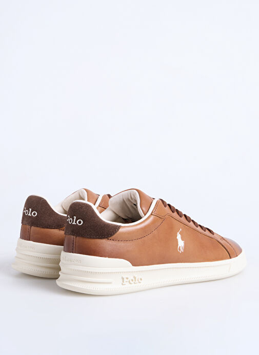 Polo Ralph Lauren Kahverengi Erkek Deri Günlük Ayakkabı HRT CRT II-SNEAKERS-LOW TOP LACE - Görsel 4
