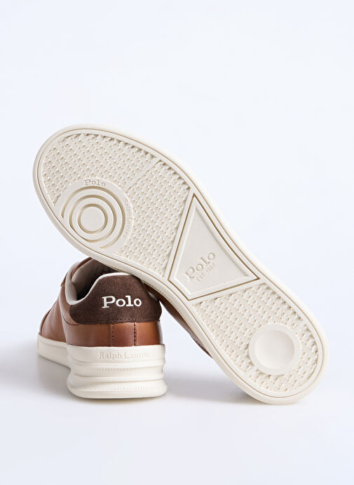Polo Ralph Lauren Kahverengi Erkek Deri Günlük Ayakkabı HRT CRT II-SNEAKERS-LOW TOP LACE - Görsel 5