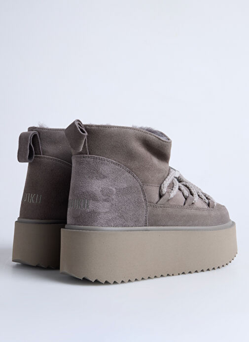 İnuikii Gri Kadın Deri Kar Botu CLASSIC LOW PLATFORM - Görsel 4