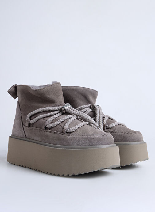 İnuikii Gri Kadın Deri Kar Botu CLASSIC LOW PLATFORM - Görsel 3