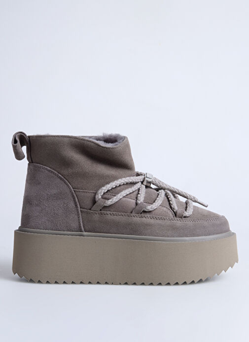 İnuikii Gri Kadın Deri Kar Botu CLASSIC LOW PLATFORM - Görsel 2