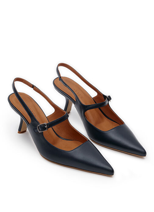 Jabotter Lacivert Kadın Deri Stiletto LOUVRE - Görsel 5