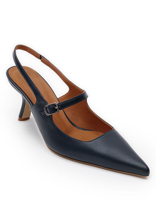 Jabotter Lacivert Kadın Deri Stiletto LOUVRE - Görsel 3