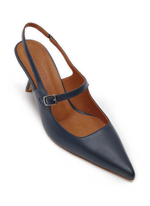 Jabotter Lacivert Kadın Deri Stiletto LOUVRE - Görsel 4